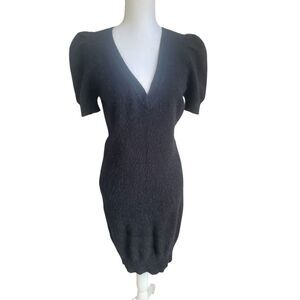 Modo International Women’s Angora Rabbit Hair Midi Dress Black L